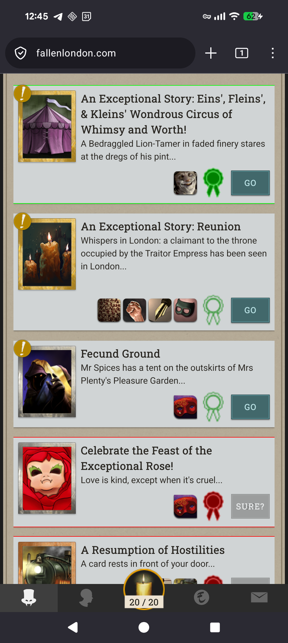 Storylets on Firefox for Android